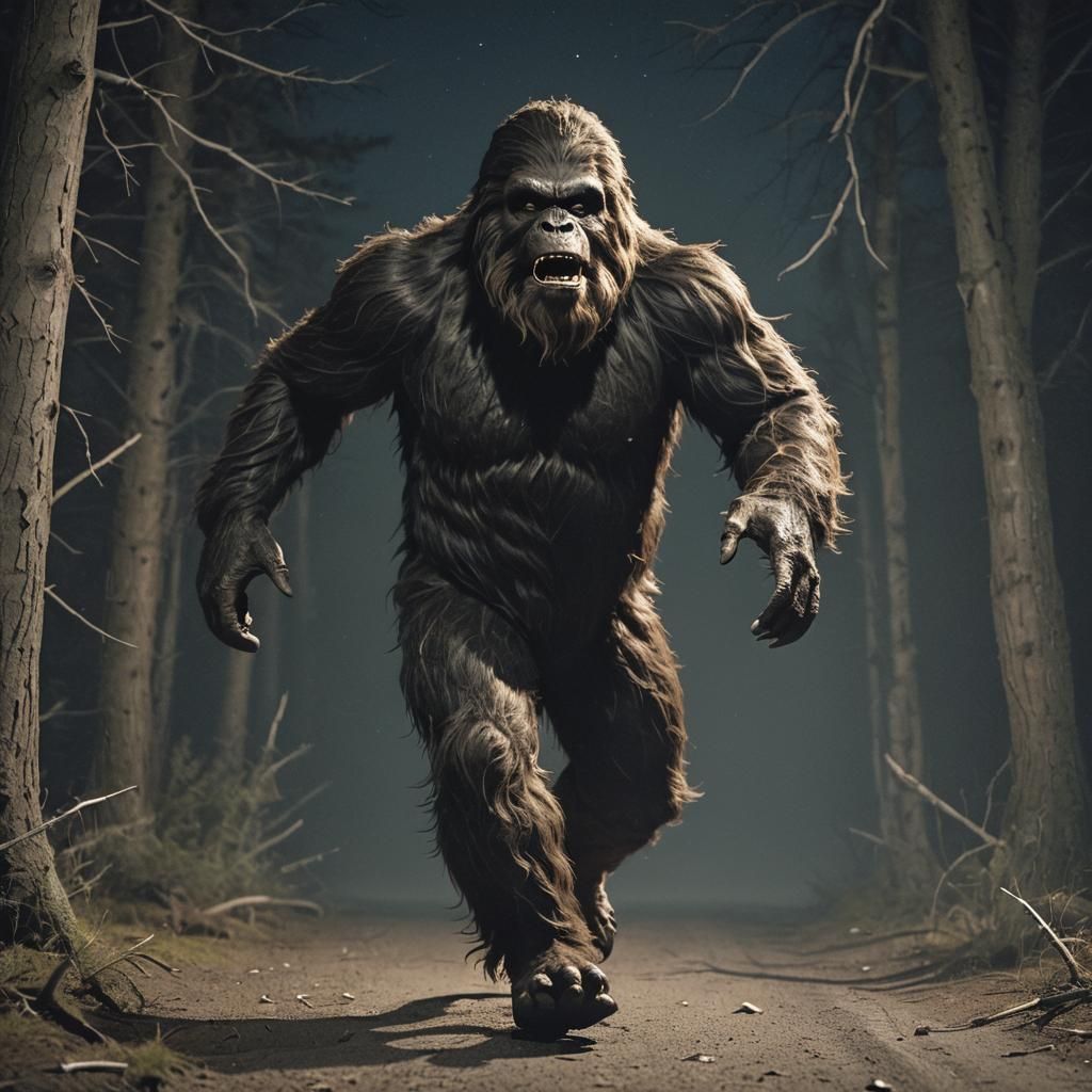 Slender Bigfoot Running at Night