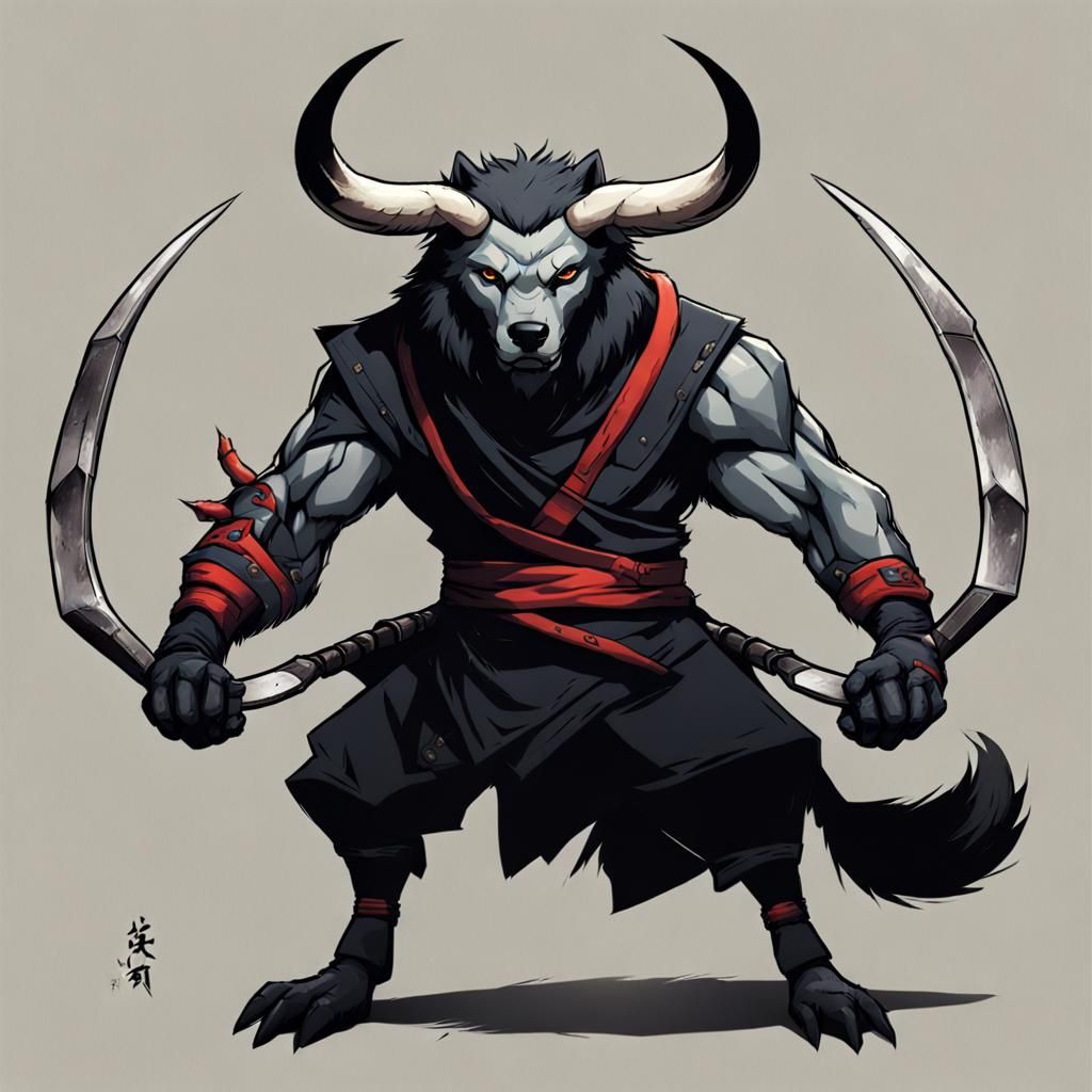 Ox-Headed Female Ninja Mutant with Wolf Claws
