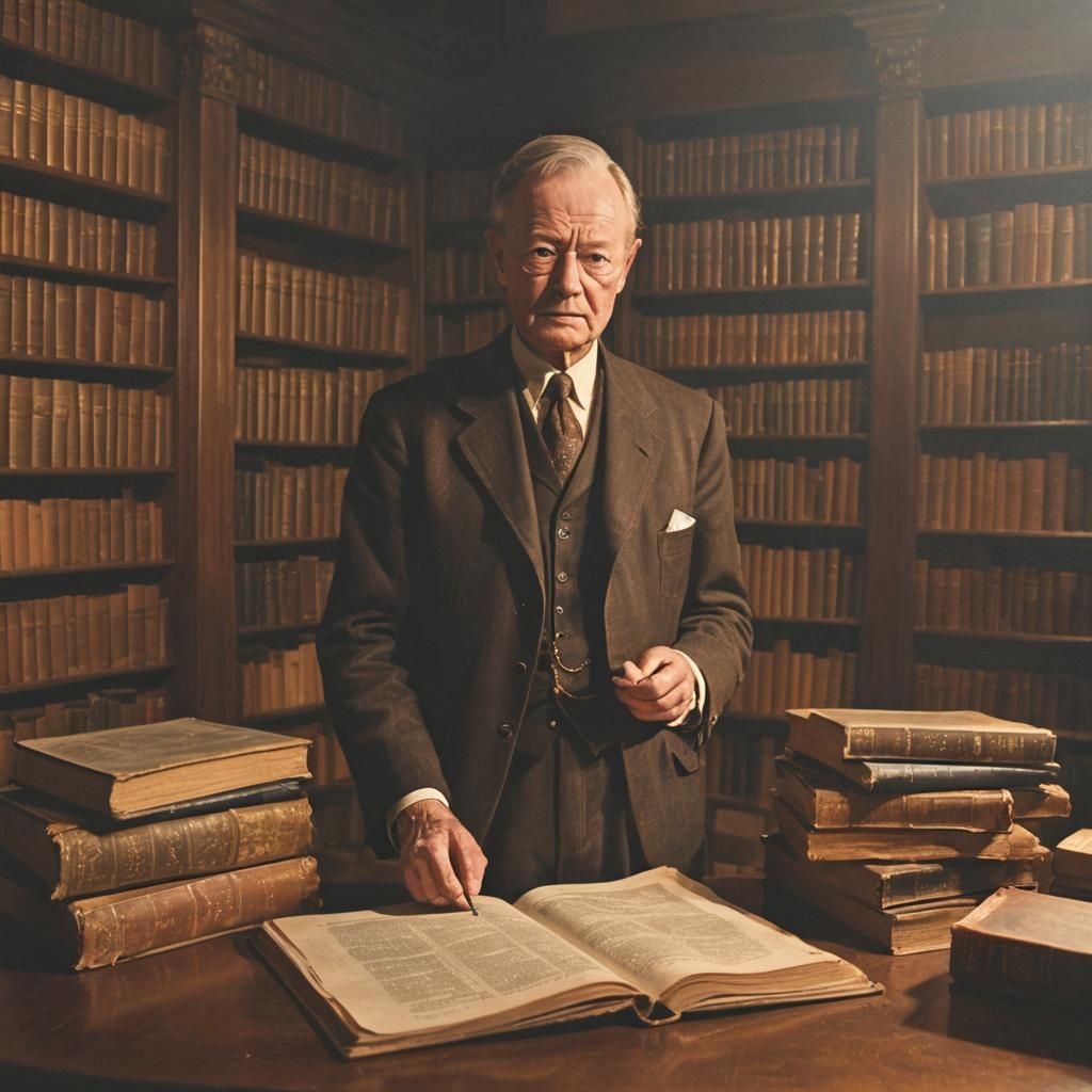 Cinematic Portrait in Ornate Study, Oil Painting Style