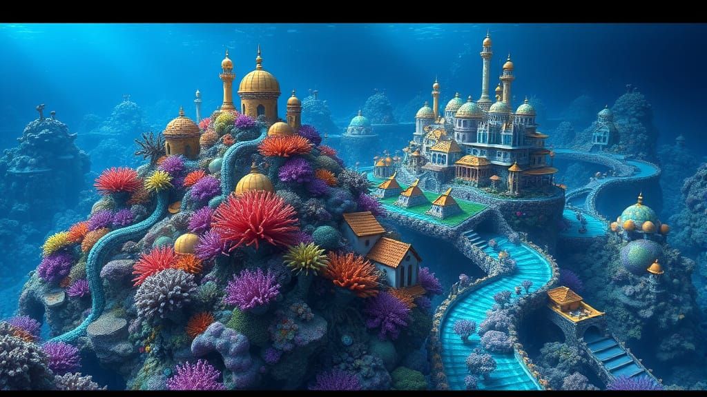 Spectacular Coral Cityscapes with Bioluminescent Algae