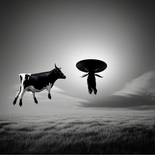 1950s Photo of Alien Saucer Abducting Cow