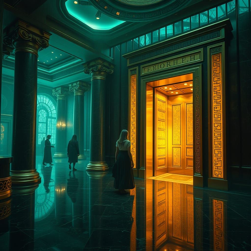 Eerie Lobby of DOA Studios: Dark Fantasy Ambiance