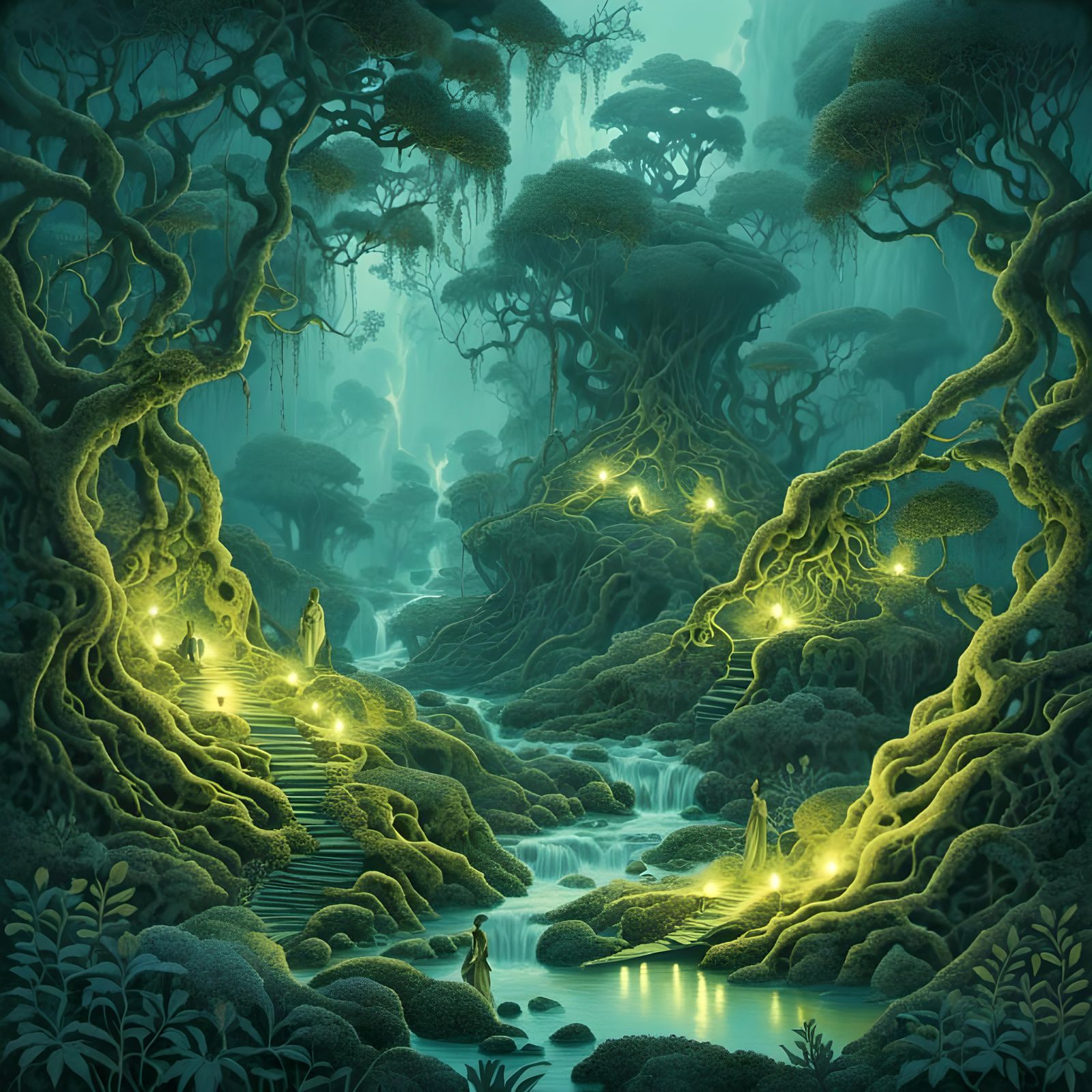 Blue-Violet Fairy Fen in Watercolor Style