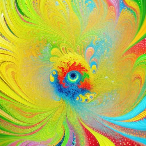 Psychedelic Fractal Face in Vivid Oil Painting