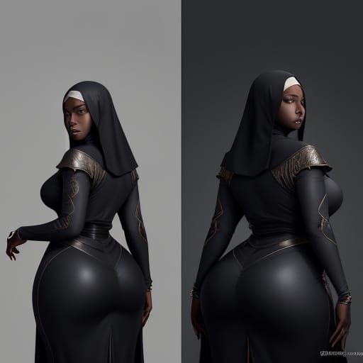 Woman Praying in Nun Habit: Detailed Matte Painting