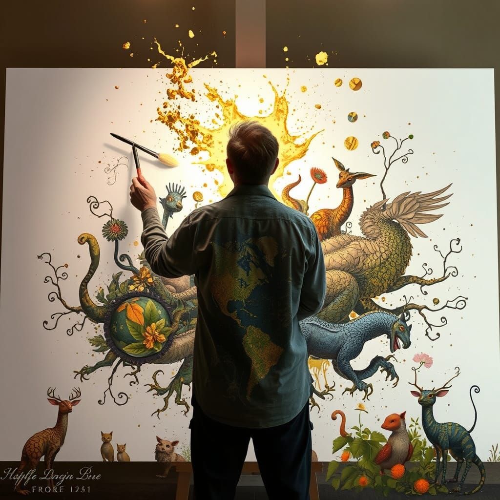 Surreal Forest Creatures Leap to Life from Splattered Paint