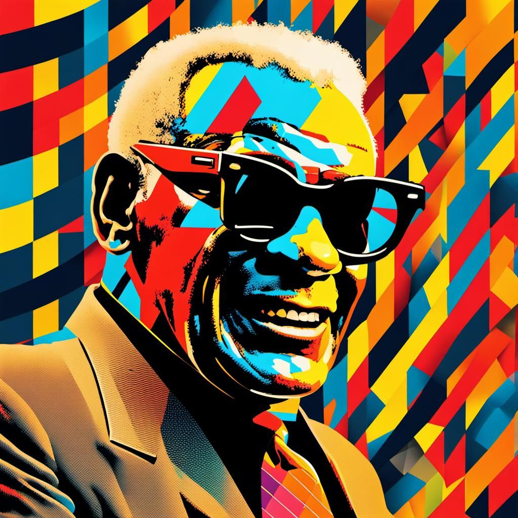 Ray Charles Pop Art in Geometric Bauhaus Style