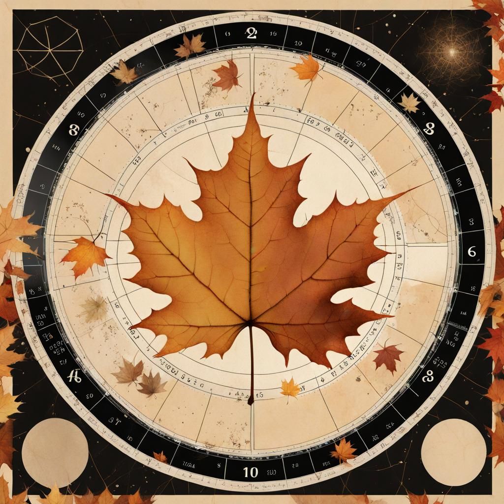 Autumnal Horoscope Collage with Maple Leaves