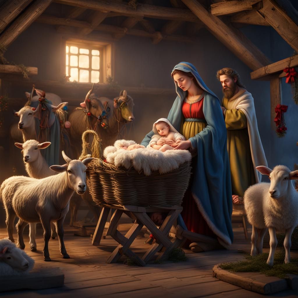 Christmas Nativity Scene: Detailed Matte Painting