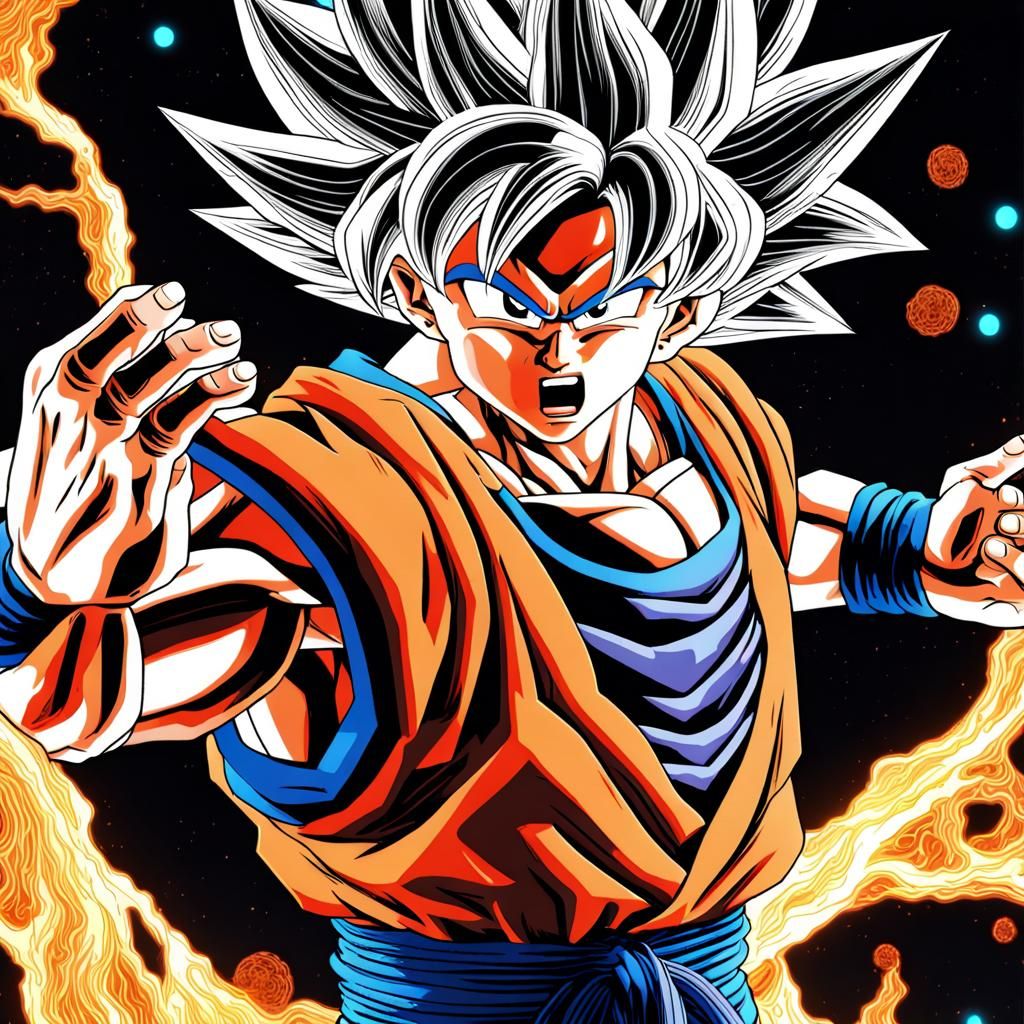 Son Goku in Holographic Comic Book Style