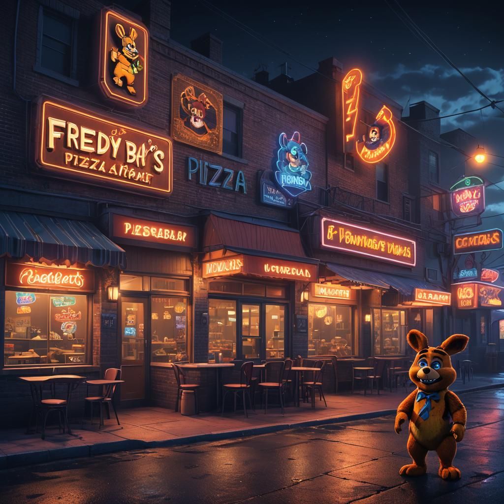 Freddy Fazbear's Pizza at Night: Cinematic Concept Art