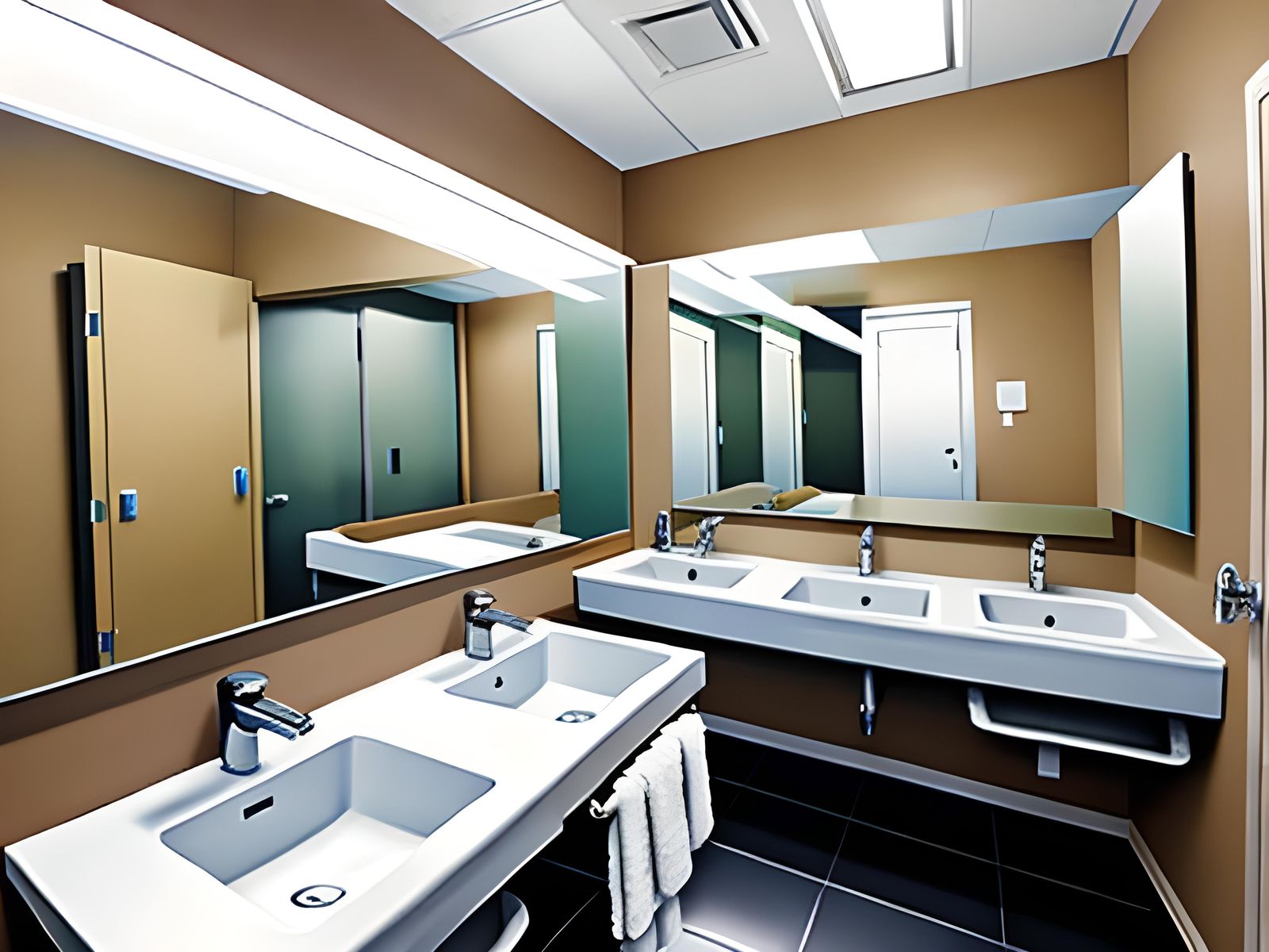 Clean and Modern Work Bathroom Interior