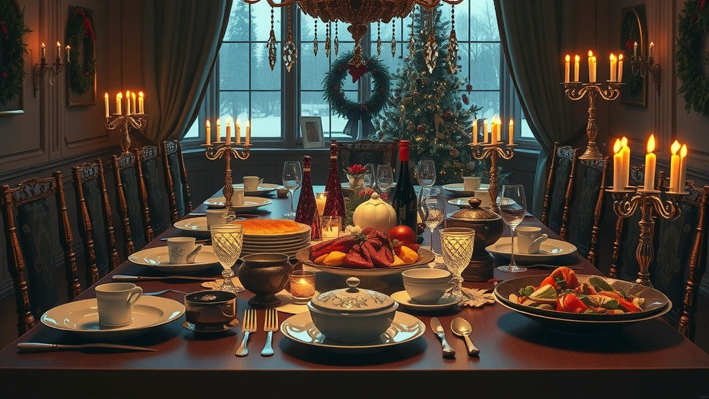 Lavish Christmas Dinner Table in Photorealistic Style
