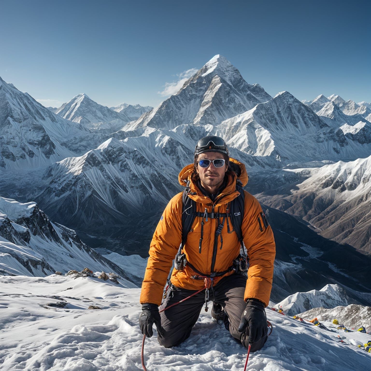 Climber at Everest Summit in Photorealistic 4K