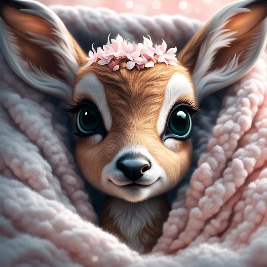 Adorable Baby Deer Wrapped in Blanket
