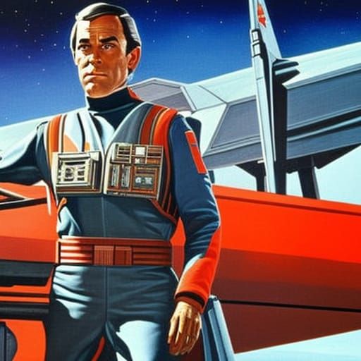 X-Wing Pilot Portrait in 70s Sci-Fi Style