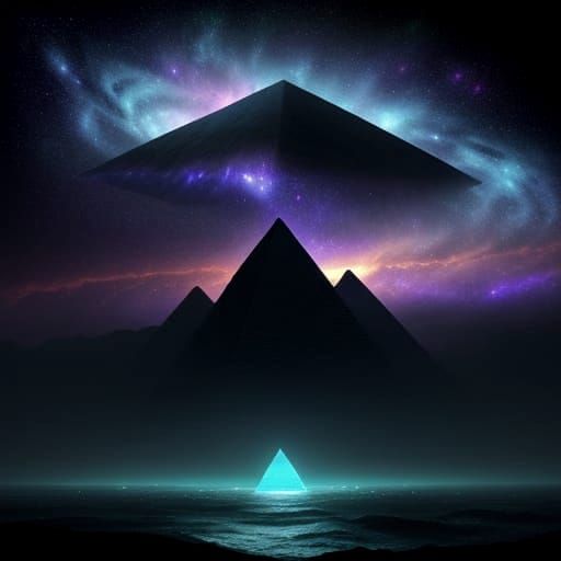 Ancient Alien Pyramid in Ethereal Ocean