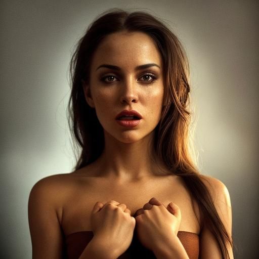 Dramatic Woman in High-Contrast Oil Painting Style