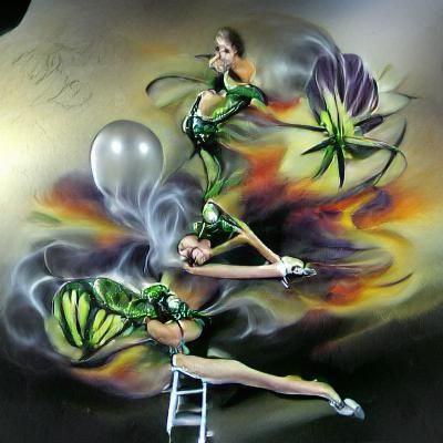 Cannabis Ballet in Airbrush Art Style