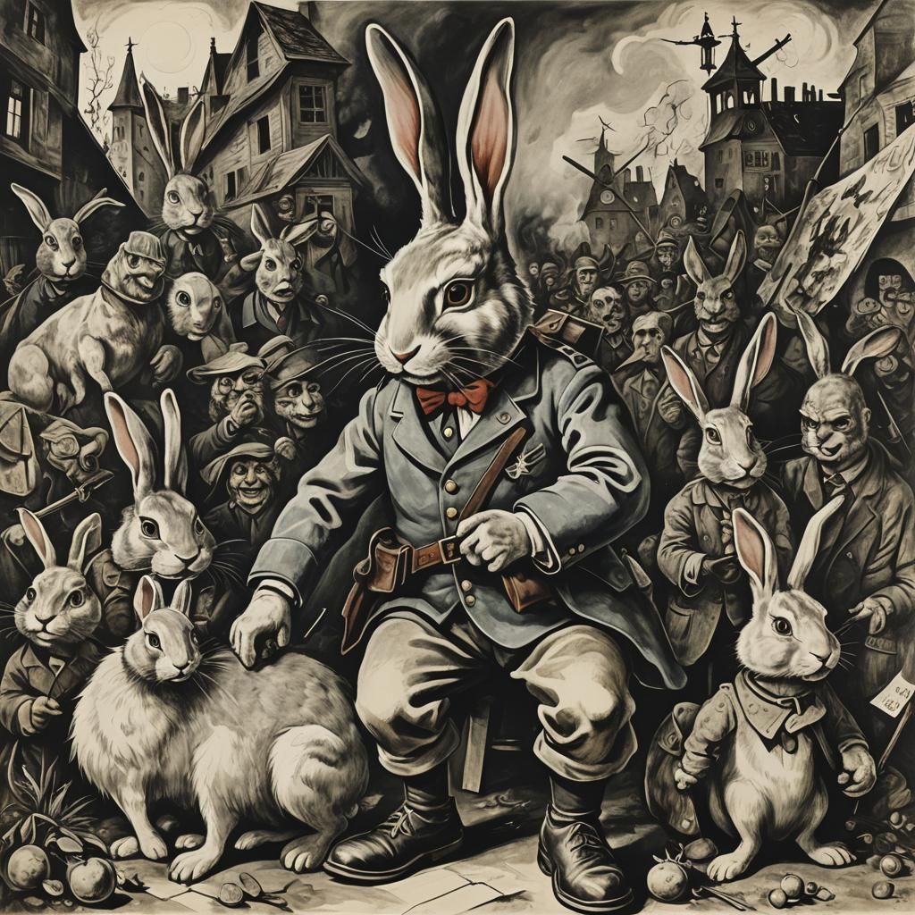 Rabbit Depicts Civil War in Expressionist Surrealist Style