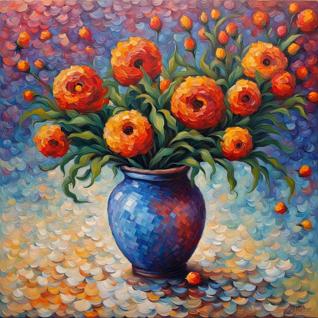 Colourful Expressionist Oil Painting in Impasto Style