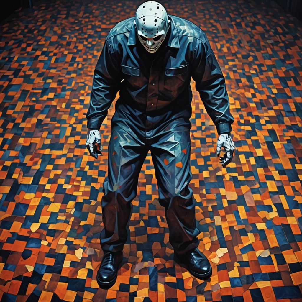 Cubist Halloween Horror Fusion in Expressionist Colors