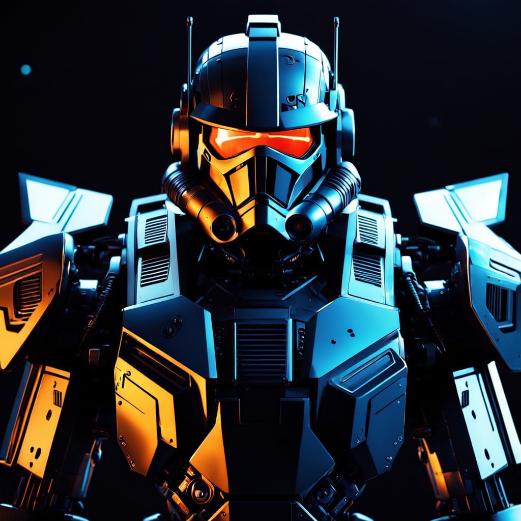 Transformer Robot in TIE Fighter Armor, 3D Anime Art