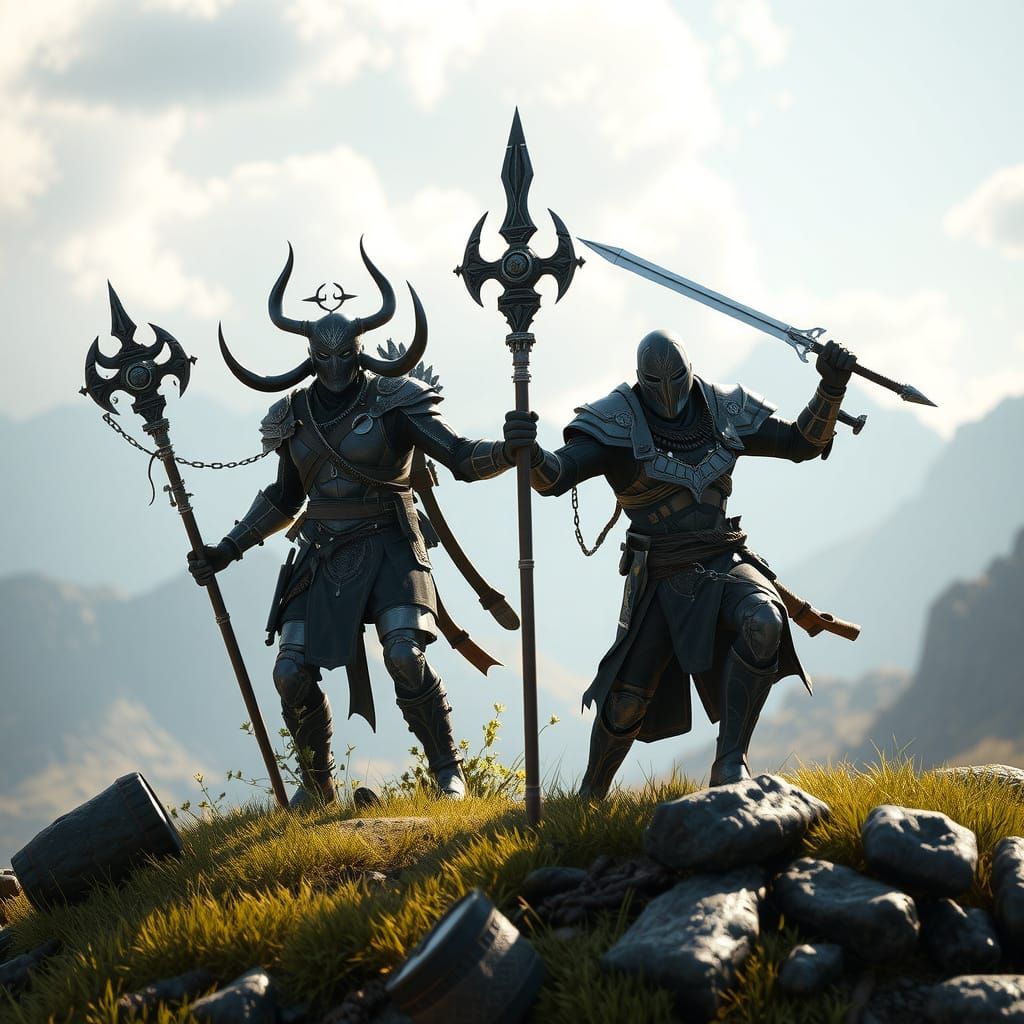 Epic Battle Scene with 3D Videogame Graphics