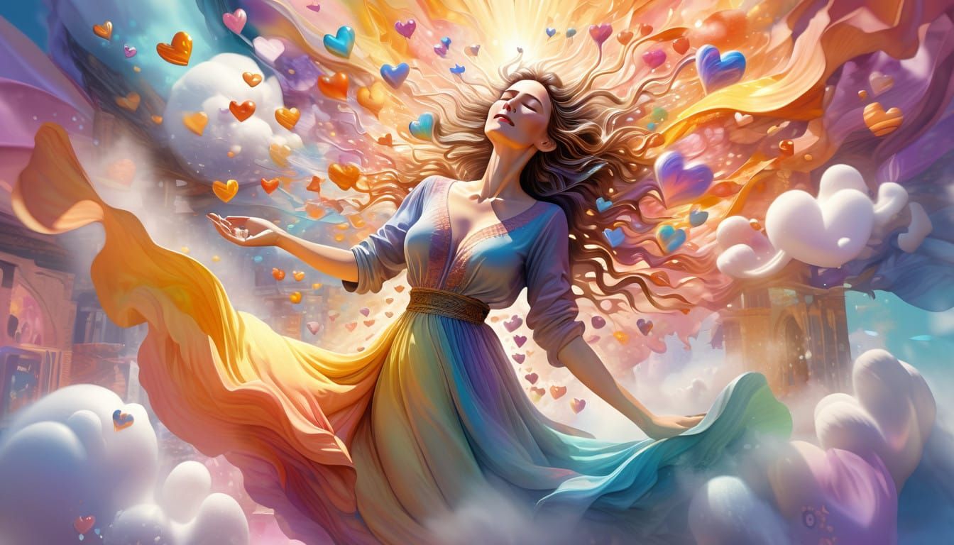 Woman Radiates Exuberant Love with Vibrant Colors