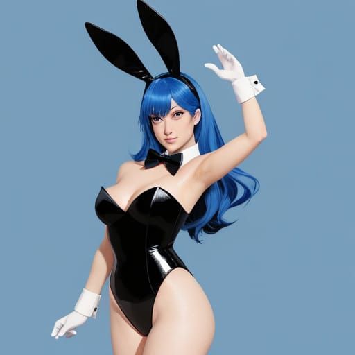 Dazzling Playboy Bunny Girl in Cel-Shaded Anime Style