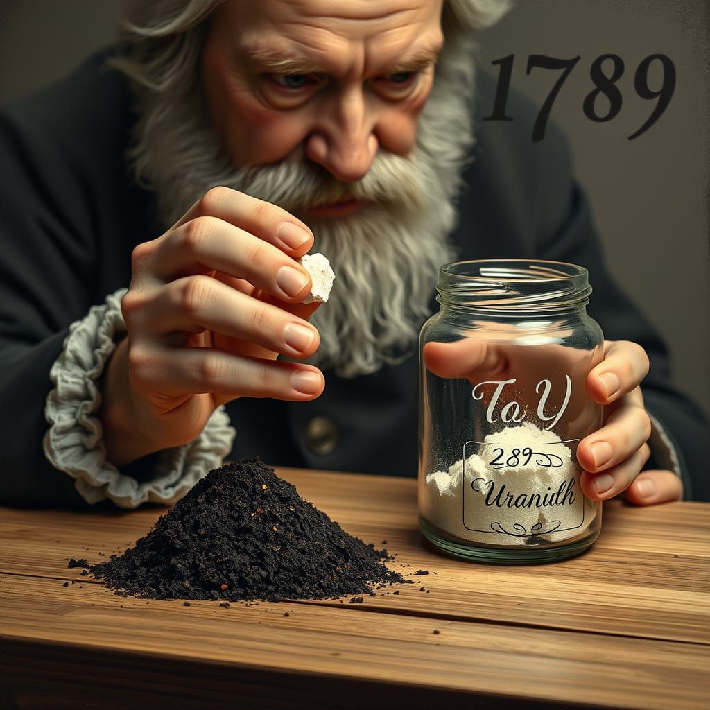 Martin Klaproth Holds Glowing Uranium Sample with Historical...