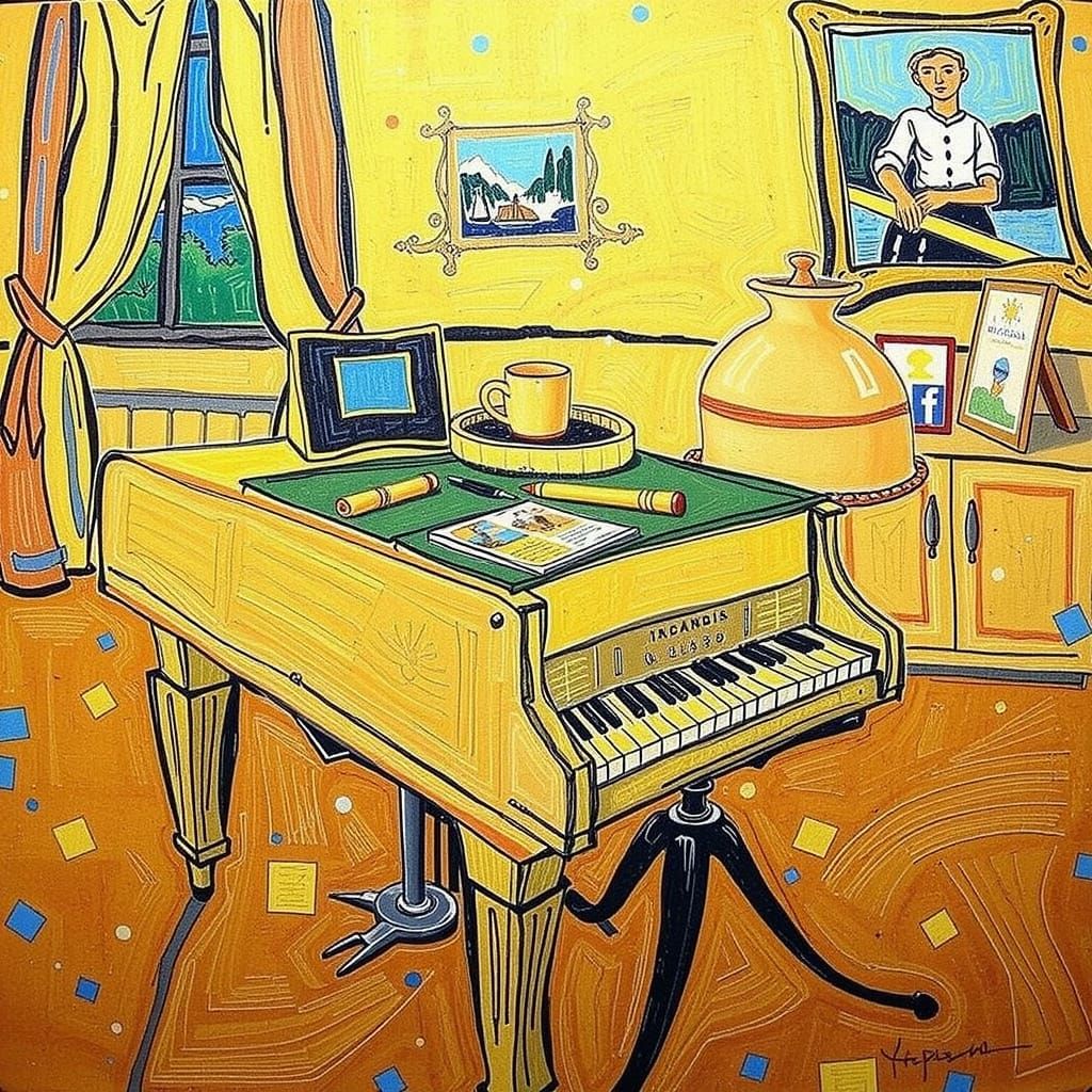 Abstract Piano in Picasso Style