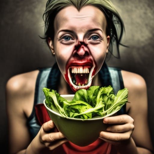 Radioactive Woman Laughing: Hyperrealistic Close-Up Portrait