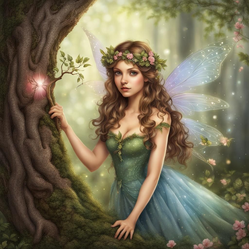 Enchanting Fairy Protecting a Tree