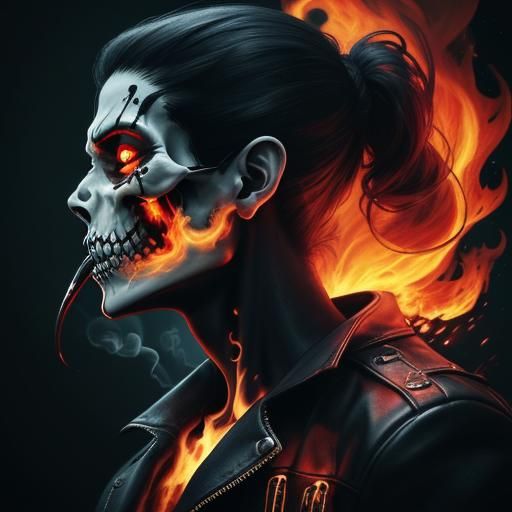 Infernal Skull Devouring Soul in Dark Fantasy Art