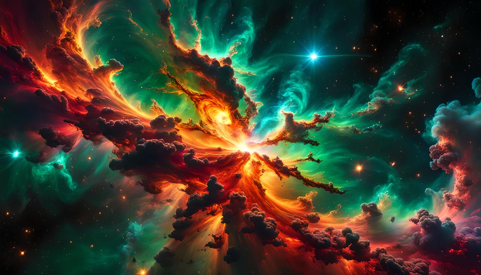 Galactic Collision in Style of Graffiti Art