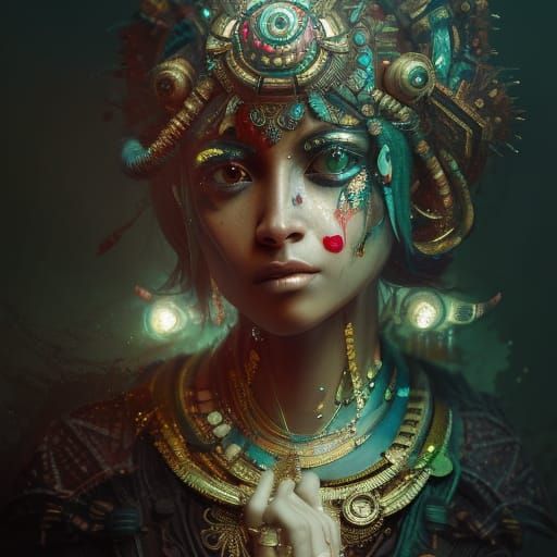 Elaborate Hindu Goddess in Hyperdetailed Digital Art