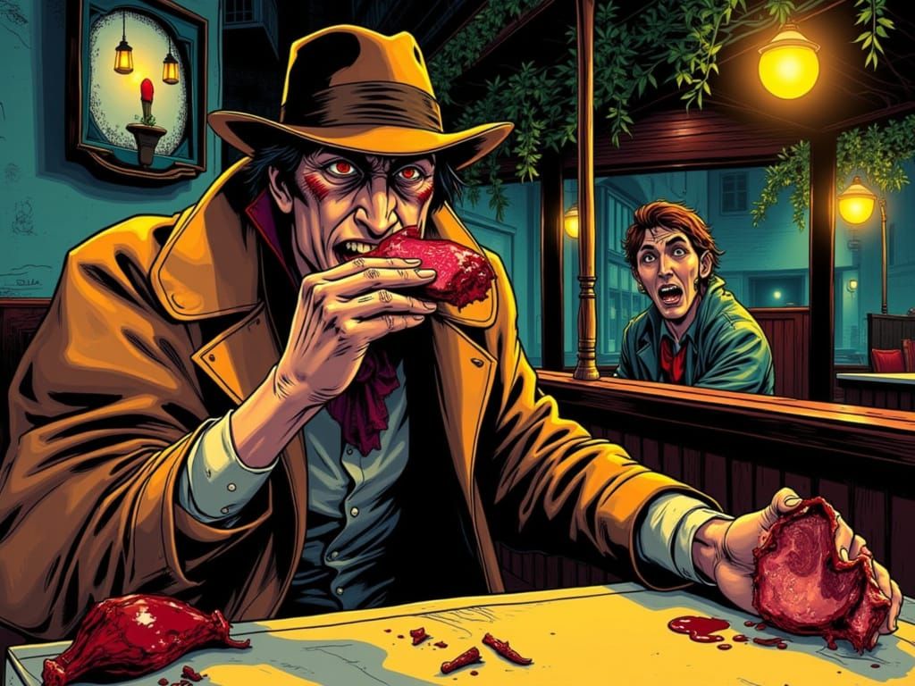 Graphic Novel Comic: Man Cannibalism Pop-Art Style