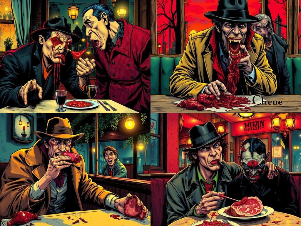 Pop Art Comic: Man Cannibalizing Himself