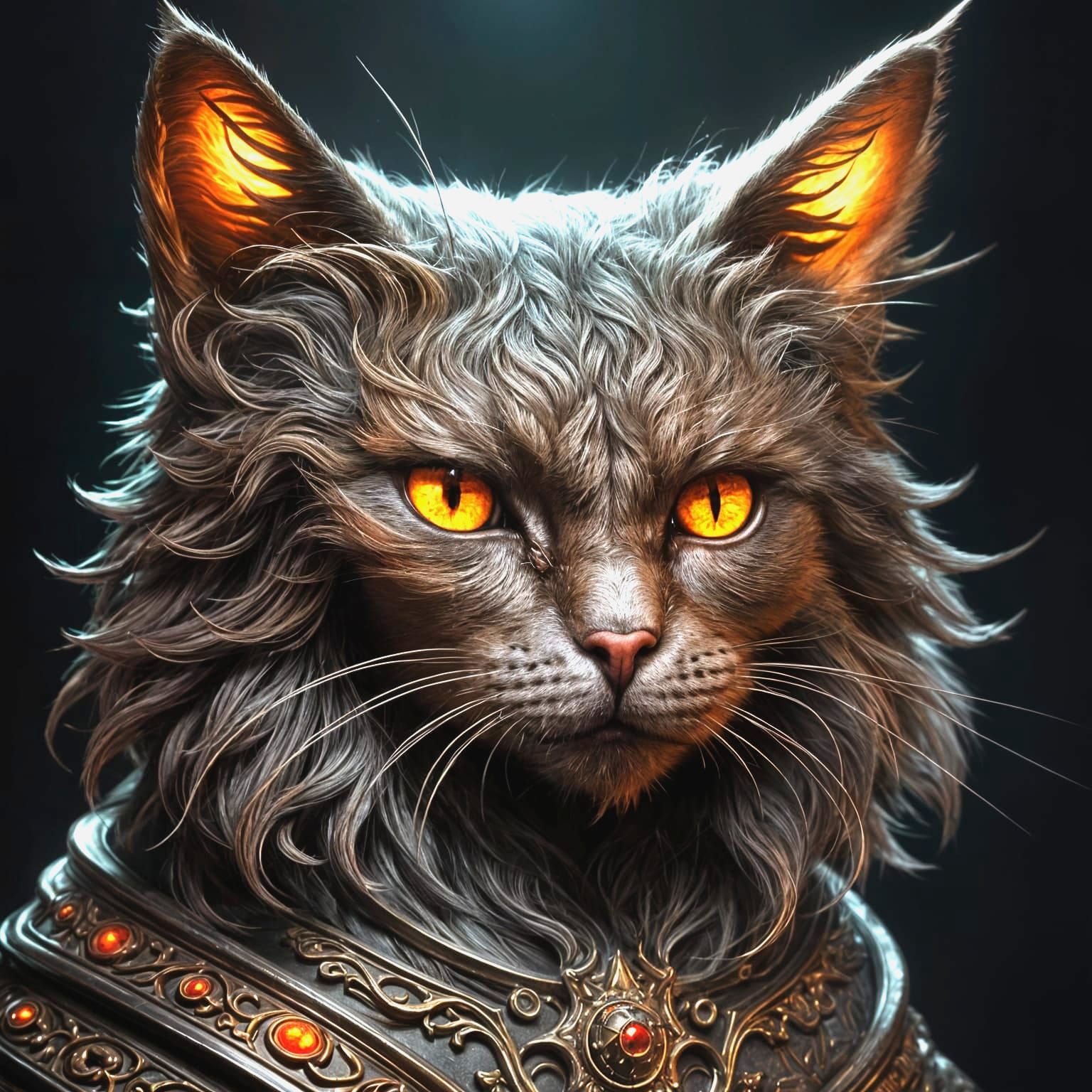 Hellish Cat in Dark Fantasy Style