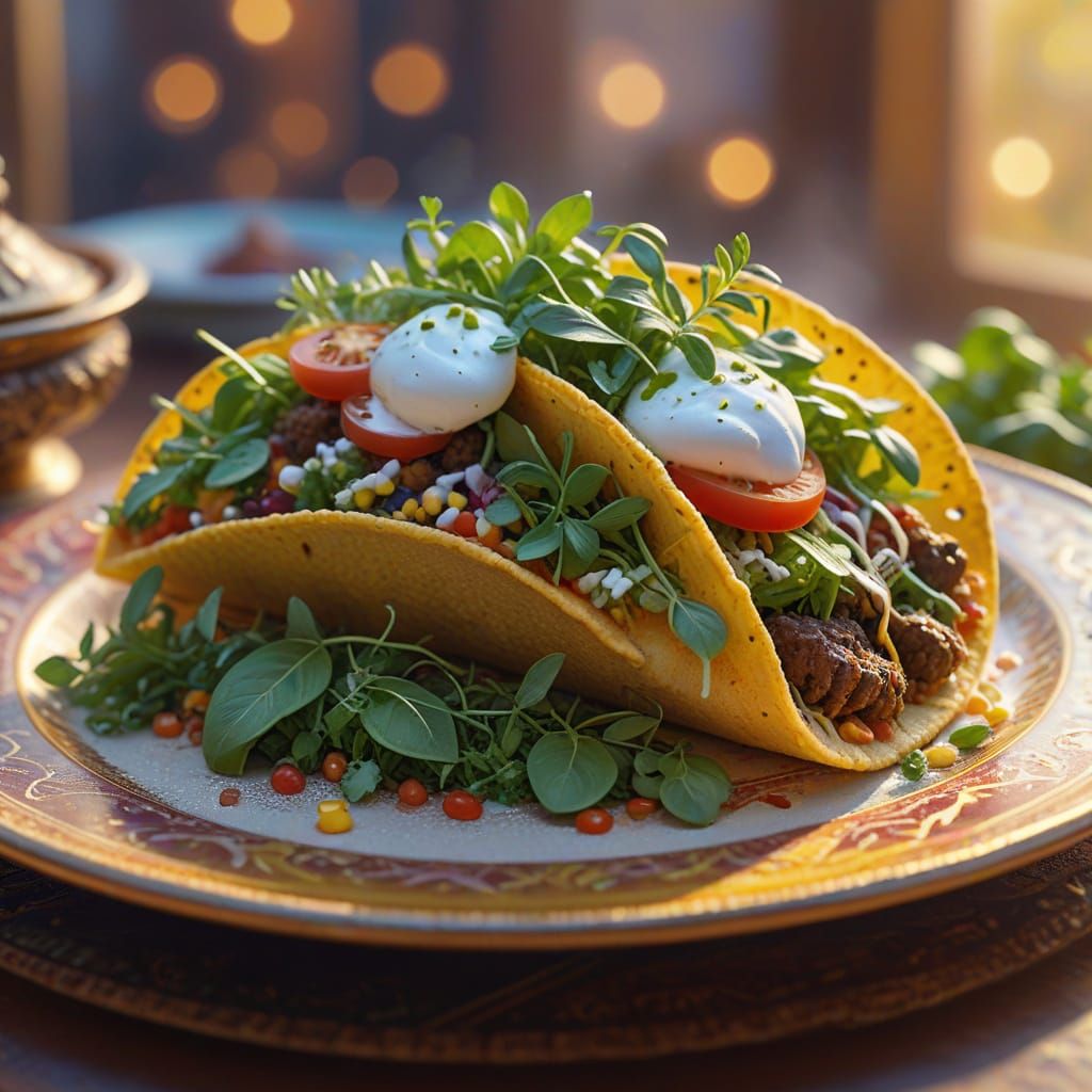 Hyperrealistic Taco Food Art in Oil Painting Style