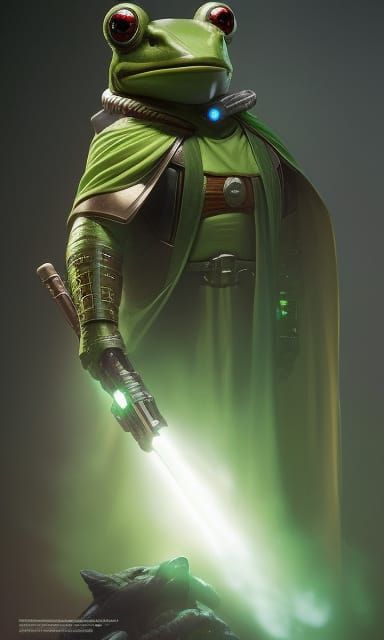 Green Frog Knight Portrait in Sci-Fi Style
