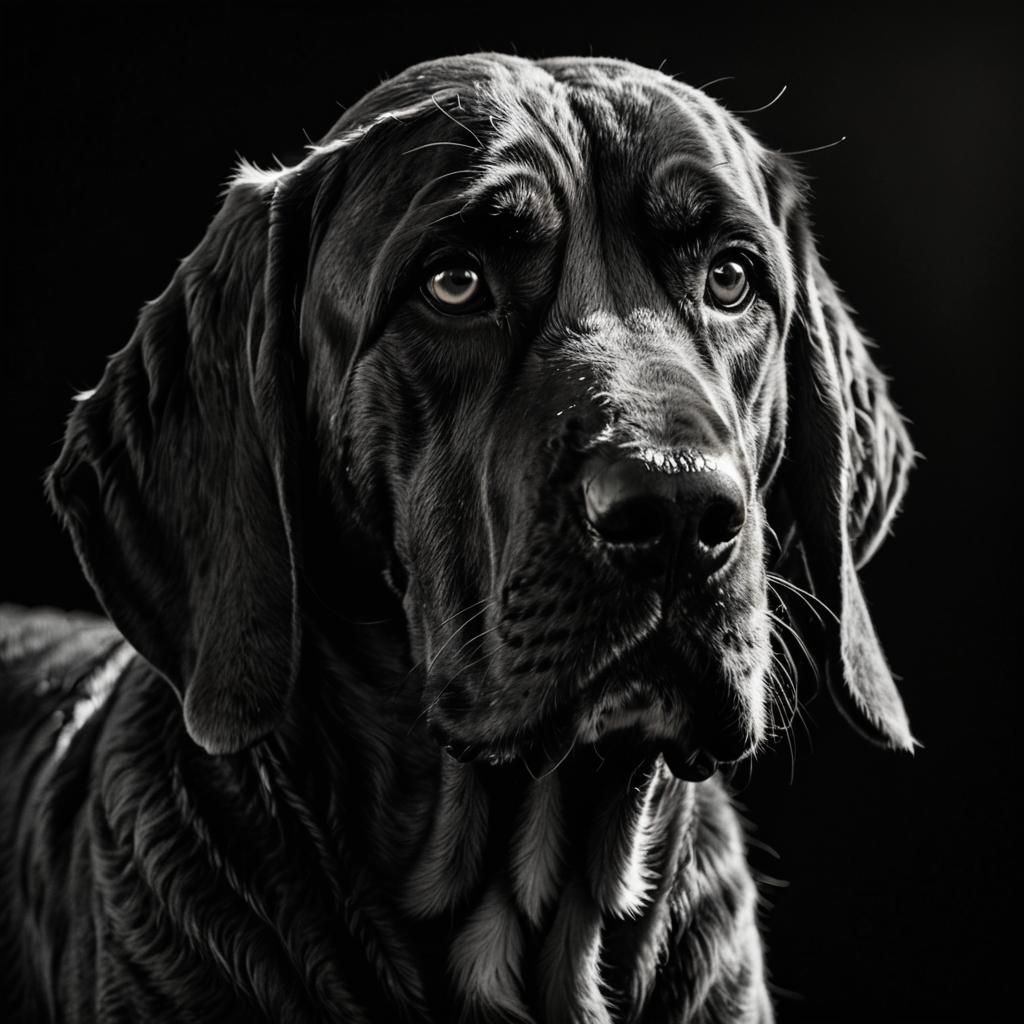 High Contrast Portrait of an Old Bloodhound