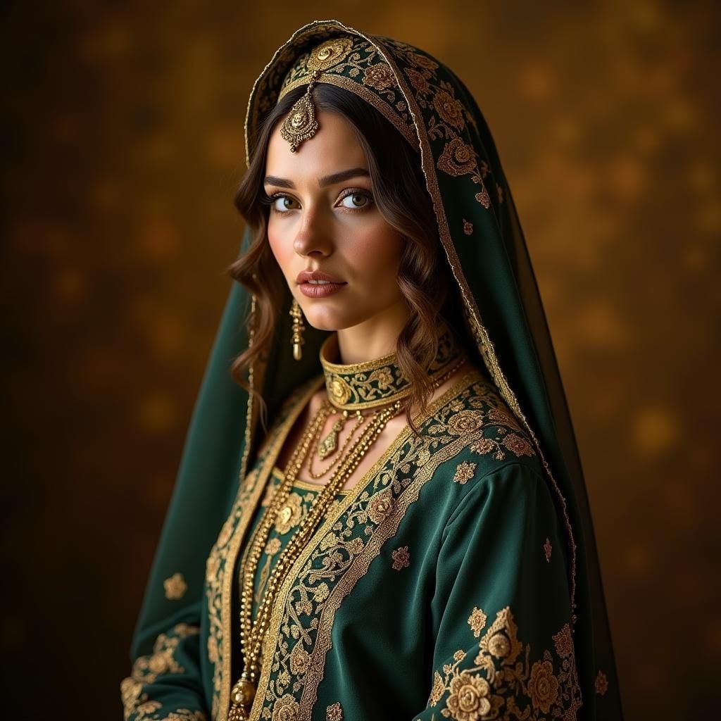 Ornate Orthodox Woman in Golden Light