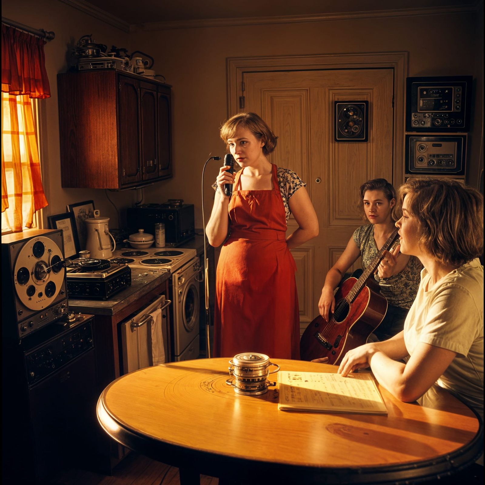 Vintage Reel to Reel Tape Recording Machine in 1950s New Yor...