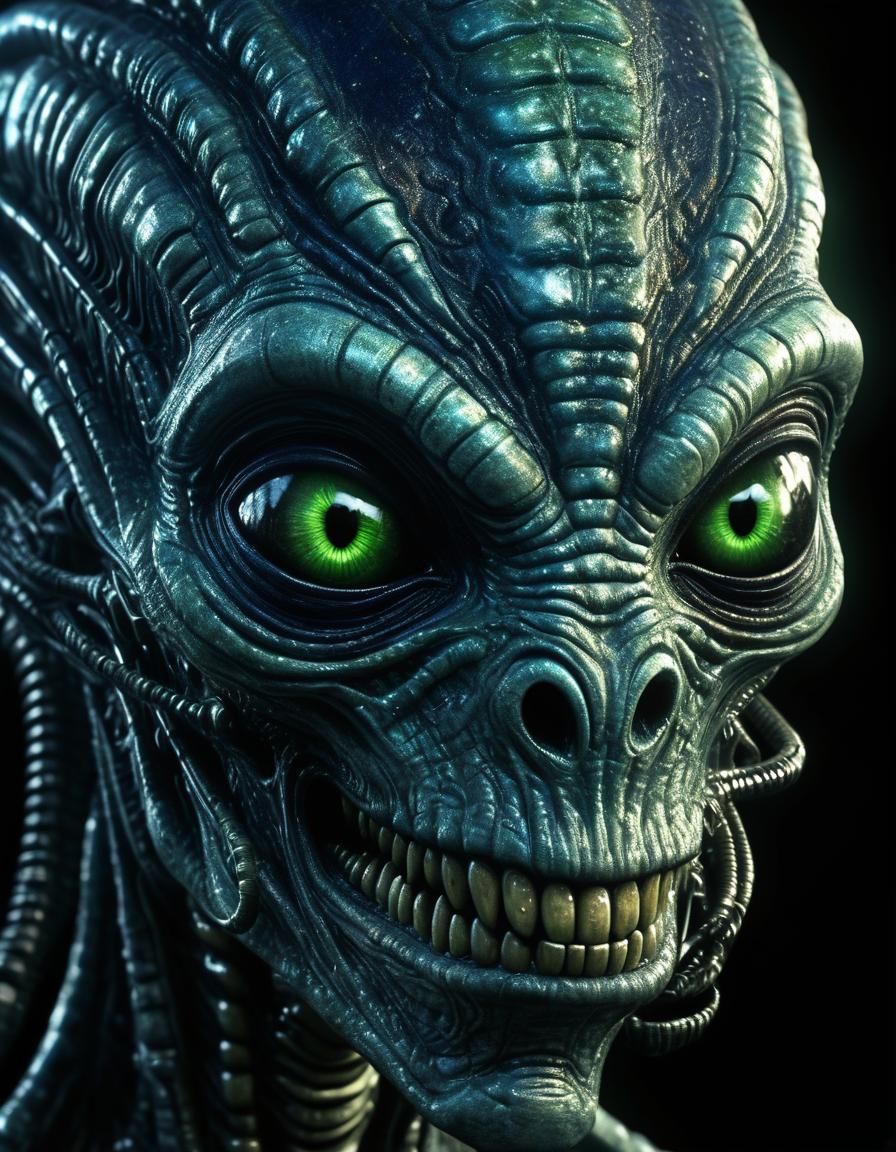 Lost Alien Portrait in Giger and Giraud Style