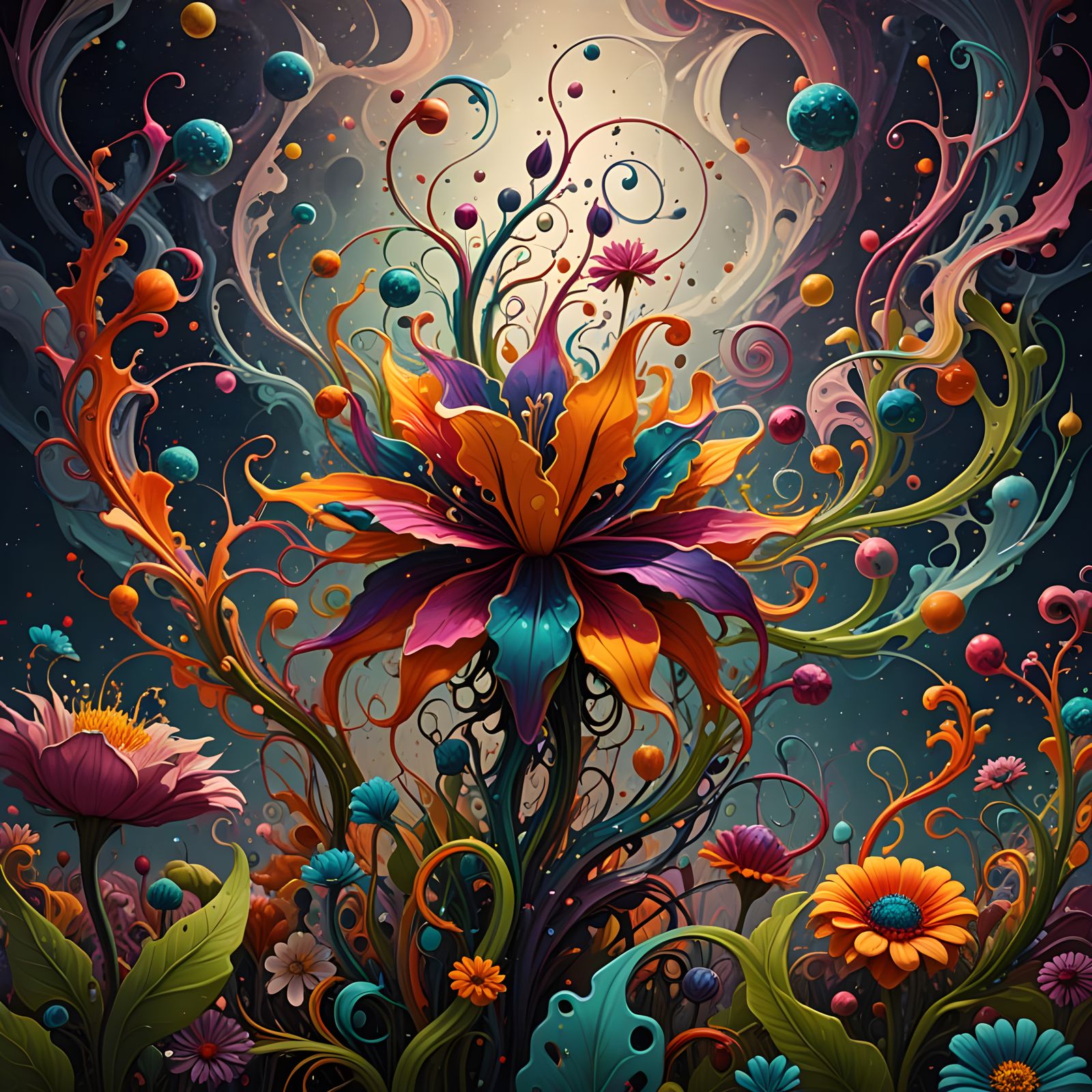 Chaotic Flower in Vibrant Colors