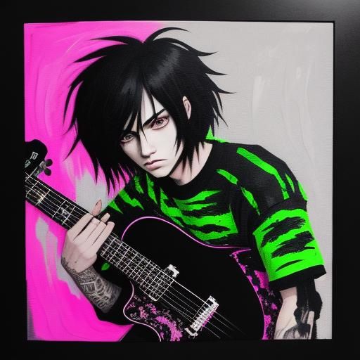 Sad Teenager Portrait in Emo Art Style