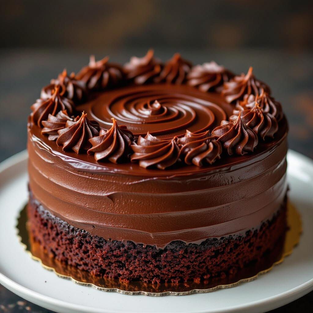 Chocolate Fudge Cake with Ganache, Bold Colors