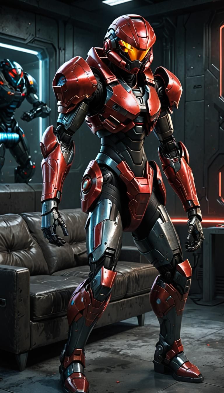 Samus Aran in Power Armor, Realistic 3D Art